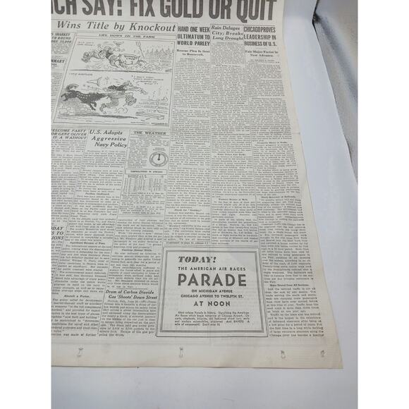 1933 Chicago Tribune Boxing Primo Carnera Wins Title French Fix Gold Navy Policy - Picture 4 of 14